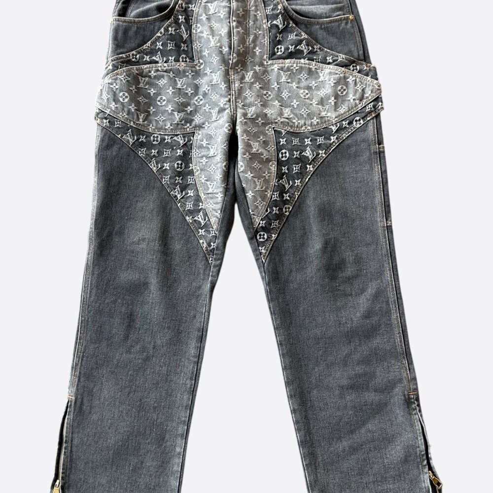 Louis Vuitton Grey Flower Monogram Jeans